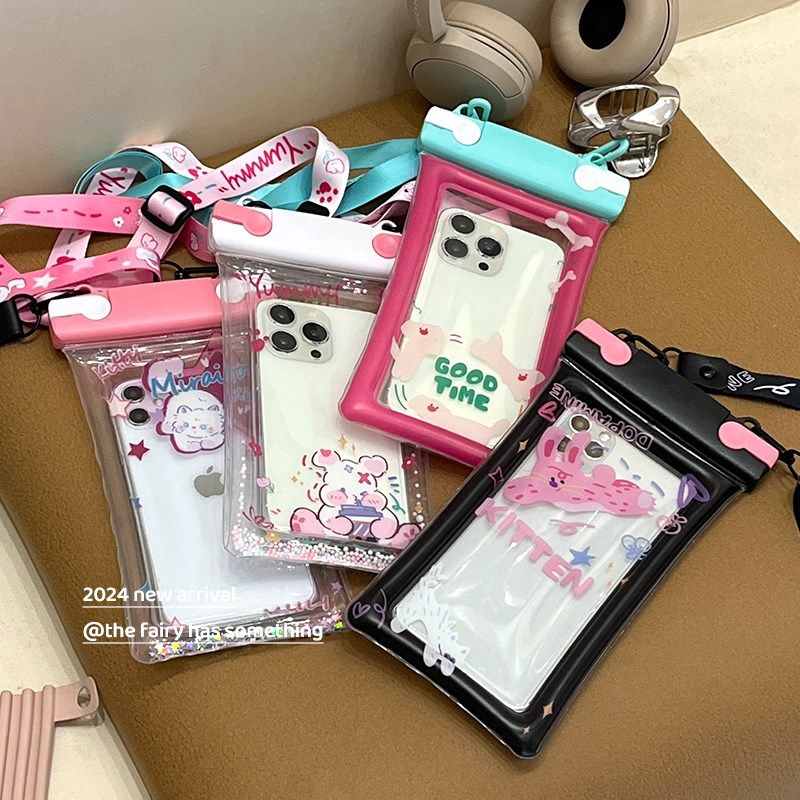 可爱气囊手机防水袋可触屏游泳潜水挂脖绳密封透明漂流泡温泉装备,淘宝优惠券,粉丝福利购,淘宝优惠卷