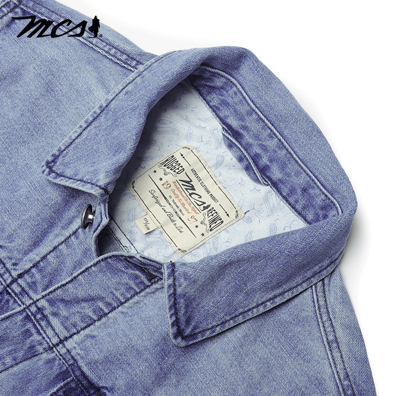 MCS男装源自万宝路纯棉翻领纽扣牛仔外套男士春秋经典休闲夹克男 - 图2