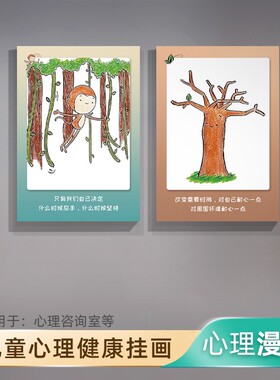 心理辅导室挂画正能量治愈海报装饰画小学中学心理咨询室壁画布置
