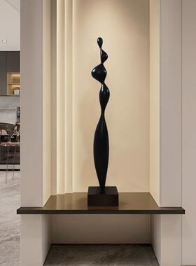 现代简约雕塑轻奢高级感客厅玄关落地瘦高款细长型壁龛摆件工艺品