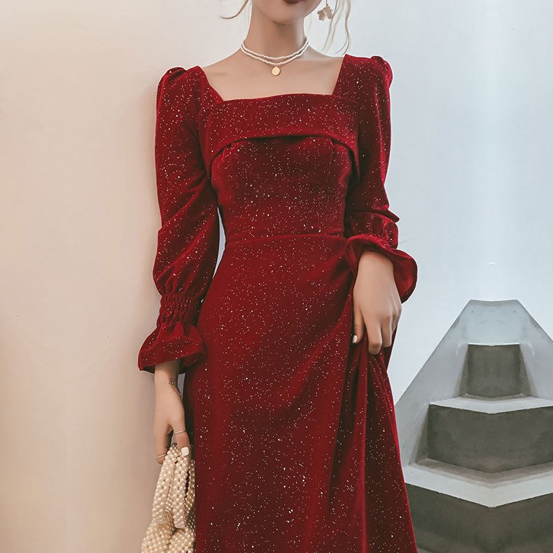 敬酒服新娘新款高级感订婚连衣裙回门宴会红色晚礼服气质平时可穿 - 图1