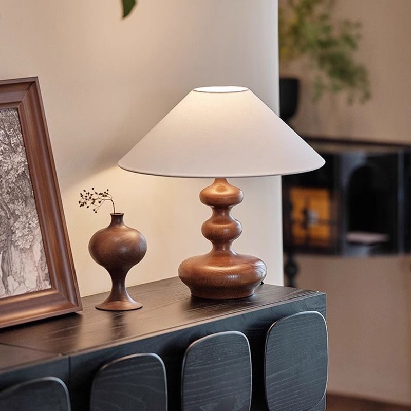 法式复古实木台灯中古客厅书房创意轻奢高级感落地卧室床头氛围灯 - 图1