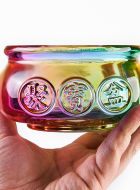 高档七彩色大小号水晶聚宝盆摆件招财客厅家居装饰品元宝开业礼品