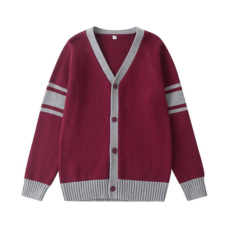 中小学英伦学院风男女童针织外套棉枣红间灰学生校服开衫长袖毛衣,淘宝优惠券,粉丝福利购,淘宝优惠卷