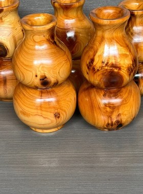 正宗太行崖柏葫芦花瓶高油油性纯手工制作把玩摆件树头头料葫芦