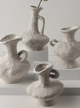 侘寂风文艺术感素胚陶瓷瓶器民宿复古陶艺民宿手作软装