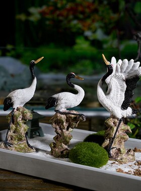 鱼缸盆景造景假山水景仿真树脂小仙鹤室外动物小饰品物件