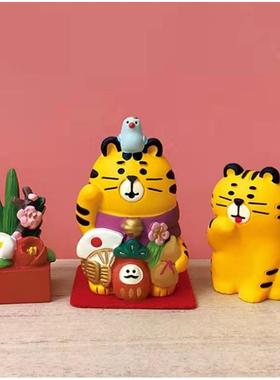 虎年老虎装饰桌面电视柜日式猫ZAKKA摆件