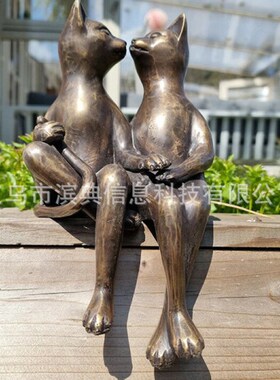 新款小猫约会树脂工艺品欧美家居庭院装饰工艺品园景观