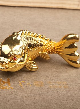 创意纯黄铜龙鲤鱼茶宠办公室年年余活动龙鱼小