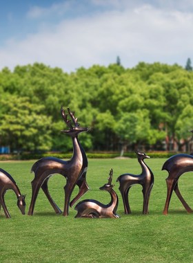 钢几何动物梅鹿雕塑园林景观装饰小品楼盘庭院仿真造景