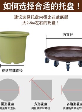 盆盘带轮金属铁艺加厚大号承重滑轮底座滚轮万向轮
