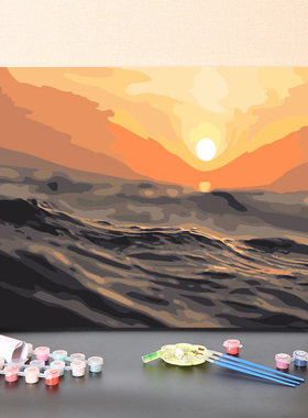 油画手工填充卧室挂画撒哈拉沙漠手绘减压画画涂色油彩画