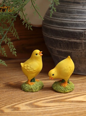 爱树脂小黄鸡造景公仔橱隔板家居饰品装饰