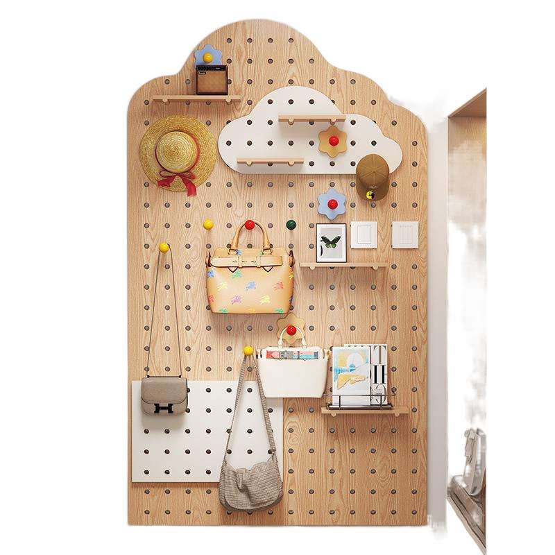 Hole board solid wood wall rack wooden wall hanging bookshelf partition storage rack hanging board wall rack Weiqing