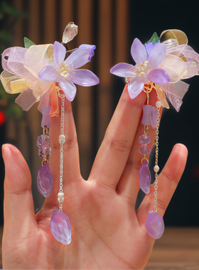 儿童超仙古风头饰花朵流苏发卡