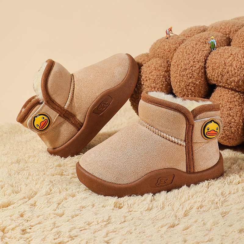 bduck小黄鸭童鞋儿童雪地棉男童2025冬款加绒大棉鞋保暖女宝宝鞋 - 图0