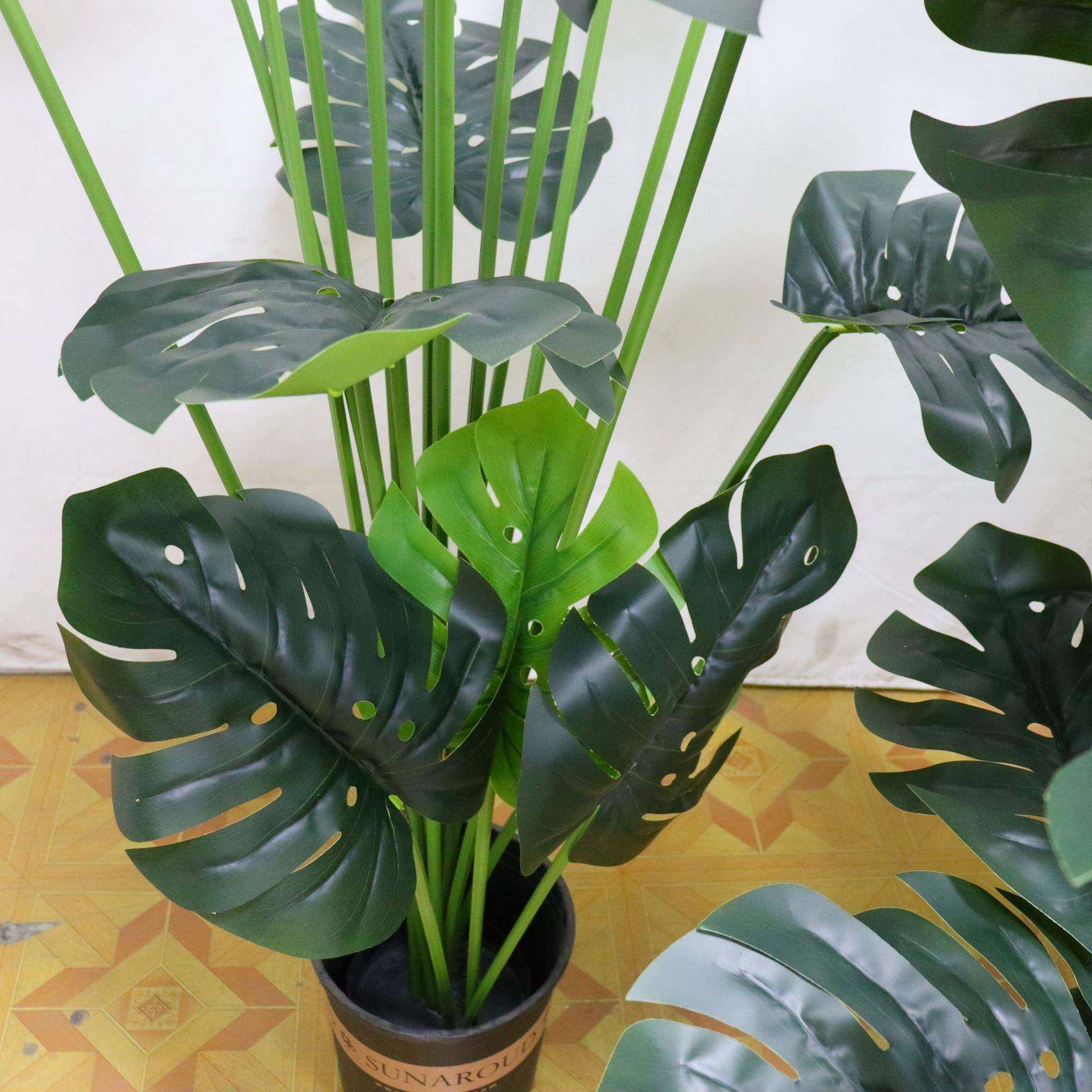 仿真植物龟背竹假盆栽绿植龟背盆景客厅室内装饰摆件假树大型假树,淘宝优惠券,粉丝福利购,淘宝优惠卷