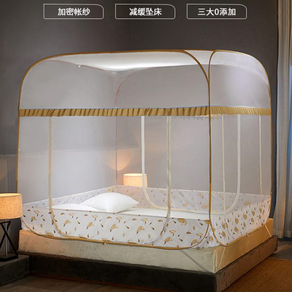 蒙古包蚊帐2024新款家用免安装蚊帐可折叠三开门加密加厚有底无底 - 图1