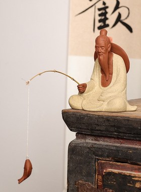 微景观大号姜太公钓鱼渔翁老物假山盆景造景鱼缸装饰