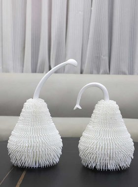 现代白色毛球梨形样板间客厅电视柜家居酒店工艺装饰