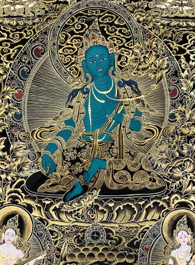 绿度母描金画稿唐卡西藏手绘描金唐卡静心减压白描涂色装饰画