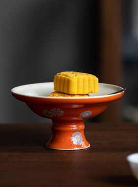 复古茶点盘脚盘零食盘酒店水果盘礼佛供盘点心盘小碟子