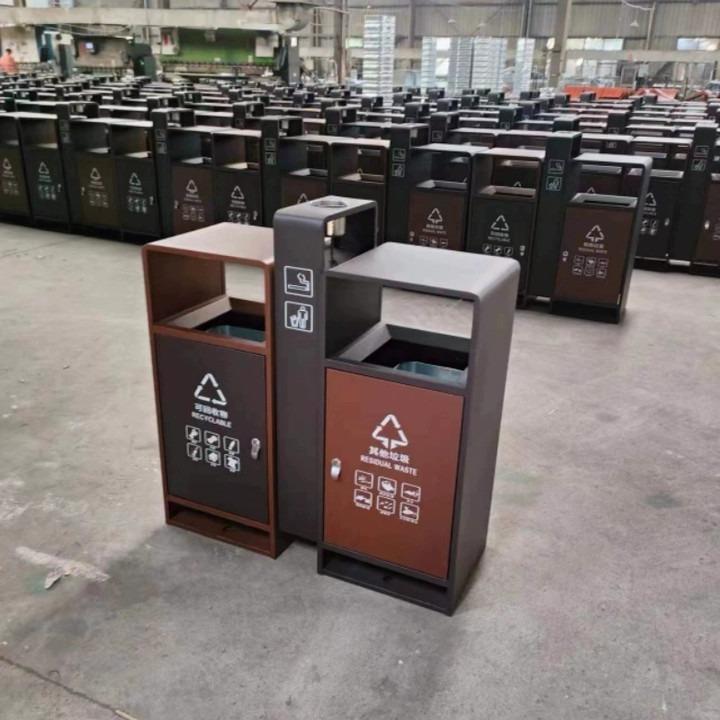 户外果皮箱垃圾桶小区街道公园分类垃圾筒镀锌板园区垃圾桶 - 图1
