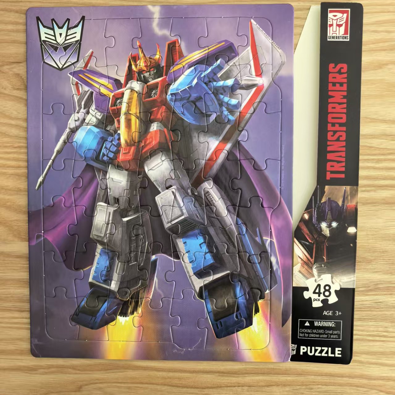 正版变形金刚拼图48/63/99片纸质拼板卡通带底框男孩儿童早教益智玩具