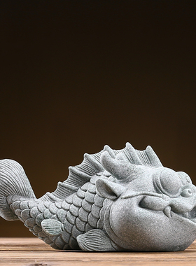 创意青砂石龙鱼精品茶宠家居客厅鱼缸造景桌面镇纸装饰品