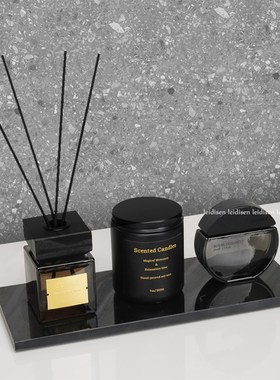 样板房酒店洗手台黑色大理石盘香薰装意式装饰品