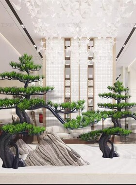 新铁艺迎客松酒店售楼处玄关楼道创意金属树饰造景雕塑