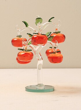 水晶琉璃柿子树现代事事如意别墅客厅酒柜玄关乔迁送礼装饰品