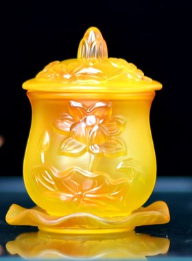 佛台琉璃杯莲杯净水杯佛杯供杯大悲水水杯家居佛堂用品