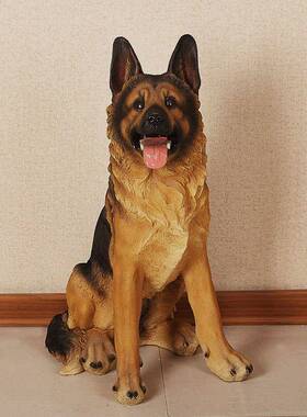 狗摆件客厅落地装饰彷真德牧招财创意树脂工艺品入户外狼狗看门狗