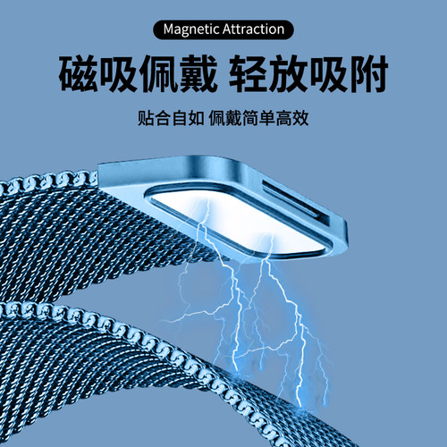 【金属磁吸表带】适用360儿童电话手表10Xpro/9Xsp/11X/10Xlite米兰尼斯金属扣8XS/SE5/P2/7X透气B2/T2腕带C1 - 图1
