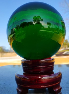 精品绿色水晶财富球珍藏绿幽灵客厅玄关办公室桌送礼招财