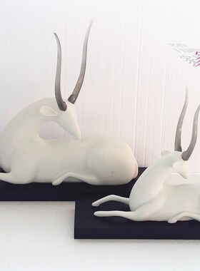 树脂工艺品羊鹿装饰 现代欧式客厅电视柜样板房饰品