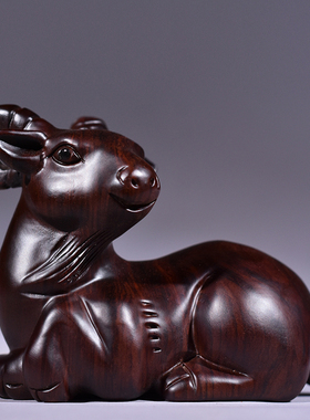 黑檀木雕刻羊三合十二生肖木羊工艺品家居客厅属羊装饰品送礼