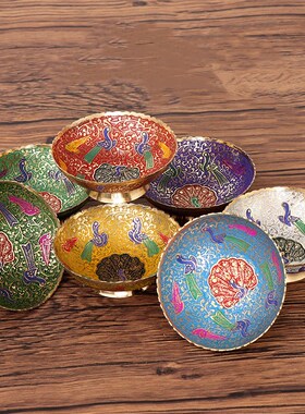 尼泊尔供果盘七彩雀碗铜合金糖果盘零食碗工艺品创意现代客厅碗