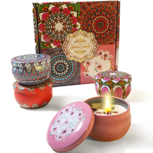 4个装礼盒套装 香薰干花蜡烛客厅卧室熏香持久礼盒浪漫摆件伴手礼 - 图1