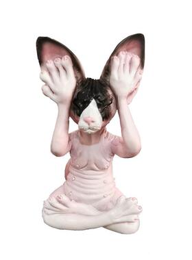 手工新款装饰摆件不看听不说打坐小猫家居装饰品树脂工艺品
