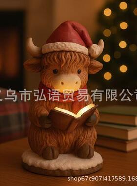 创意节装饰小牛小夜灯可爱卡通动物雕像家居桌面摆件