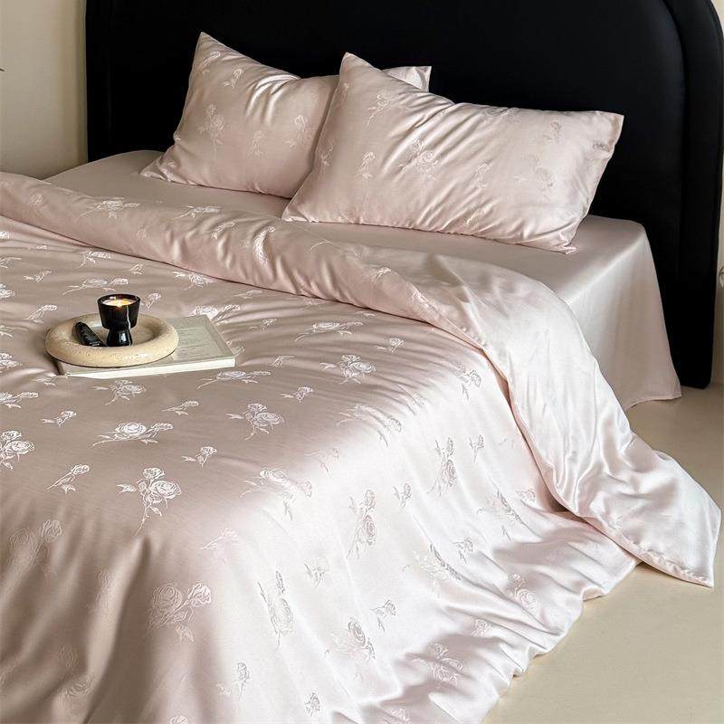 轻奢100支兰精天丝四件套夏季凉感提花冰丝被套床单丝滑床上用品4,淘宝优惠券,粉丝福利购,淘宝优惠卷