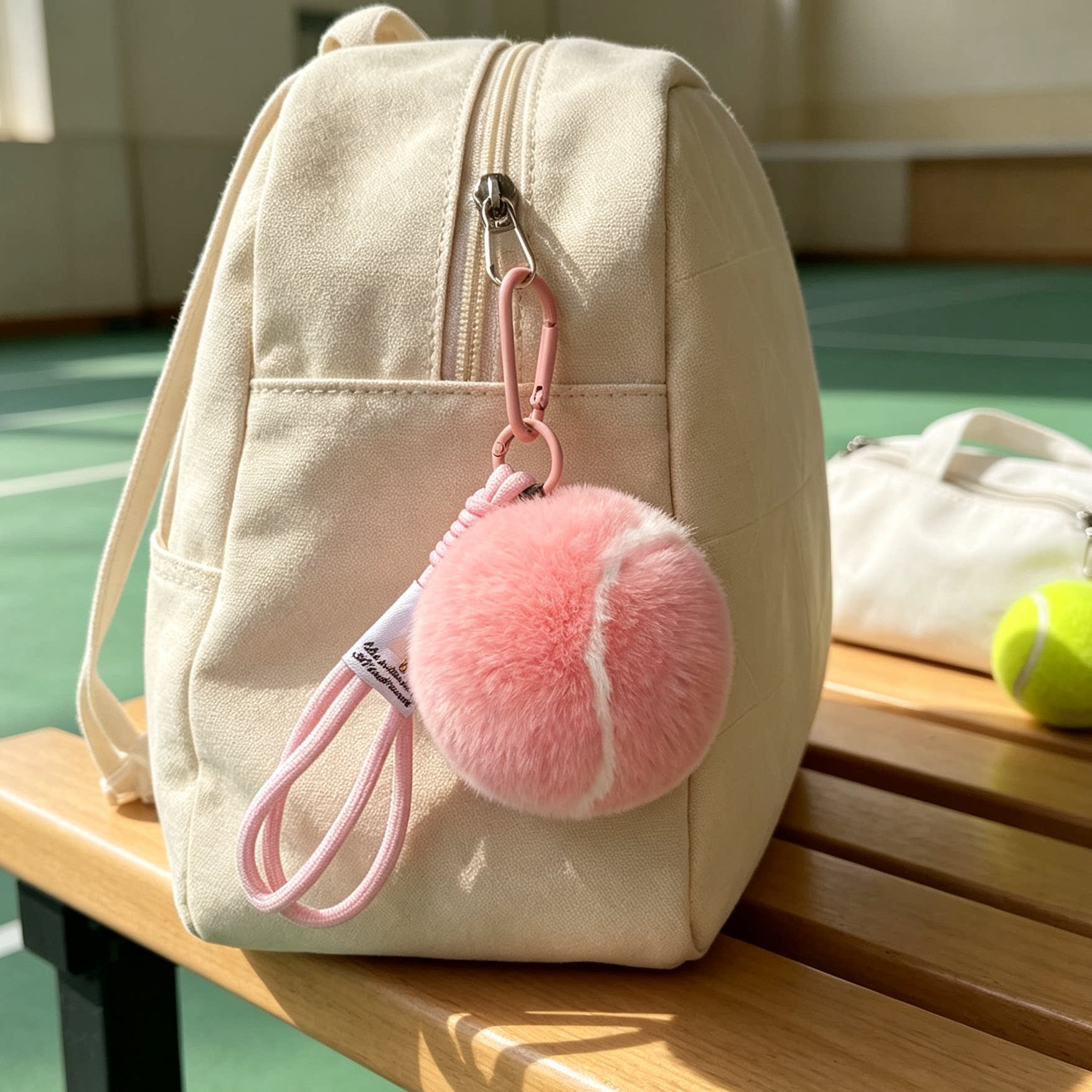 Real Rex Rabbit Fur Tennis Keychain Pendant