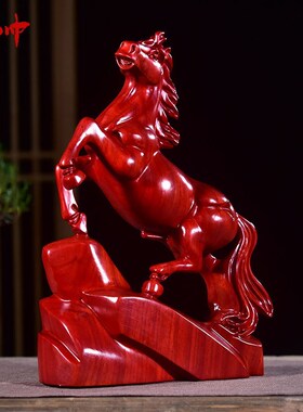 红花梨木雕马摆件实木雕刻桌面动物工艺品红木马摆设家居开业礼品