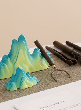 只此青绿假山千里江山装饰摆件鱼缸造景陶瓷假山拍X摄道具微景观