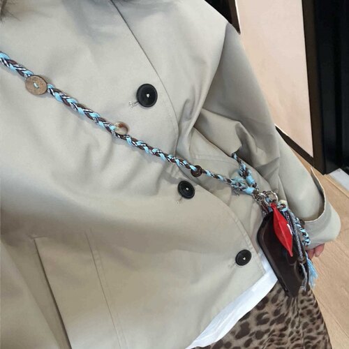「琥珀海盐」小众设计花朵手工编织斜挎手机链高颜值挂绳手机挂件 - 图2