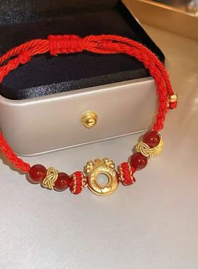新中式红色手链女2026年新款手绳高级感招财新年本命年平安扣手绳