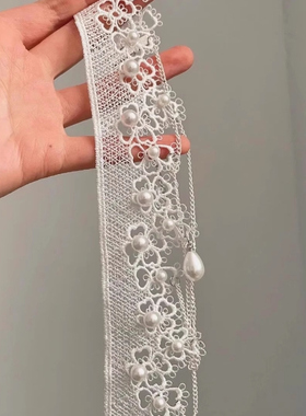 高级感蕾丝珍珠流苏项链欧美风轻奢小众锁骨链2025新款choker颈链